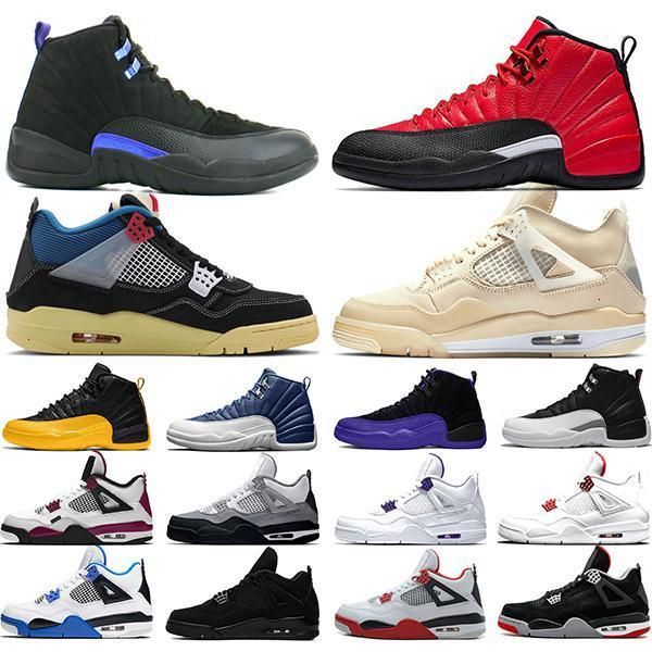 

4s 12 4 jumpman shoes red sail neon basketball fire 12s dark concord reverse flu game mens trainers sneakers sports size 40-47 m63m, Black