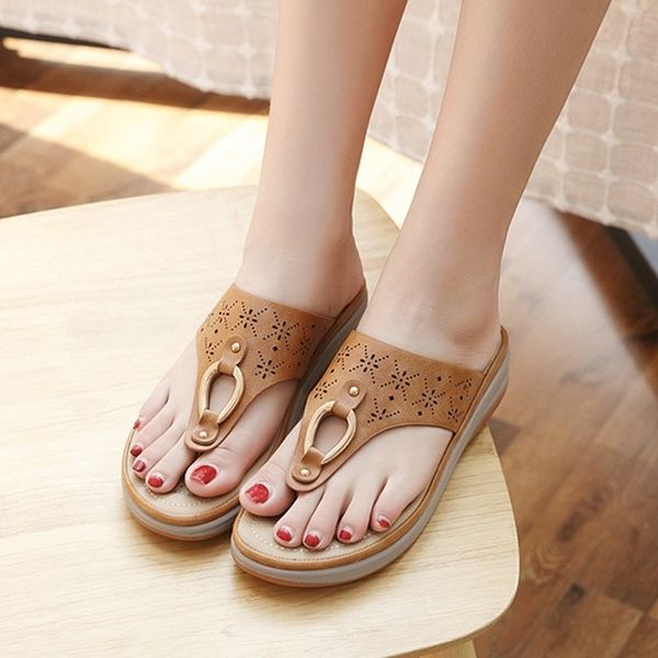 

summer thick sole flat platform shoes flip flops women beach slippers plus size 42 a908 y200624, Black