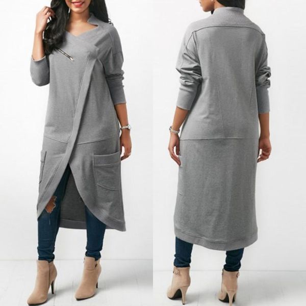 

zanzea 2020 asymmetrical hoodies dress women's sweatshirts autumn casual long sleeve pullovers zipper midi vestidos plus size1, Black