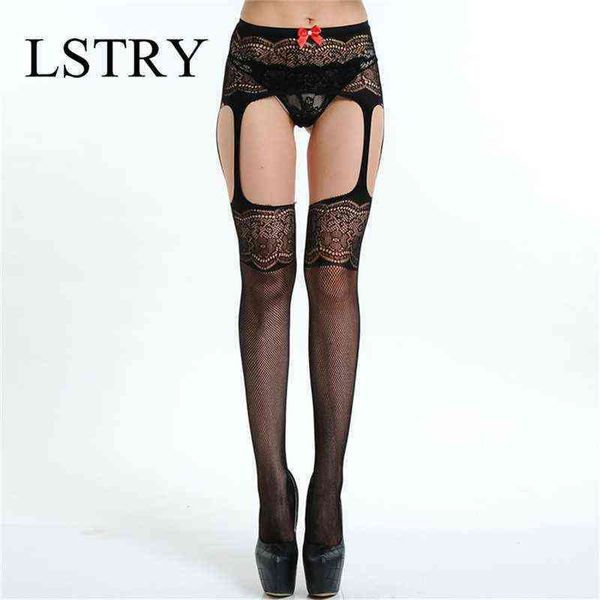 

nxy lingerie womens black elastic lace garter belt thigh mesh stockings female thin net pantyhose lstry lady hose clubwear1217, Red;black