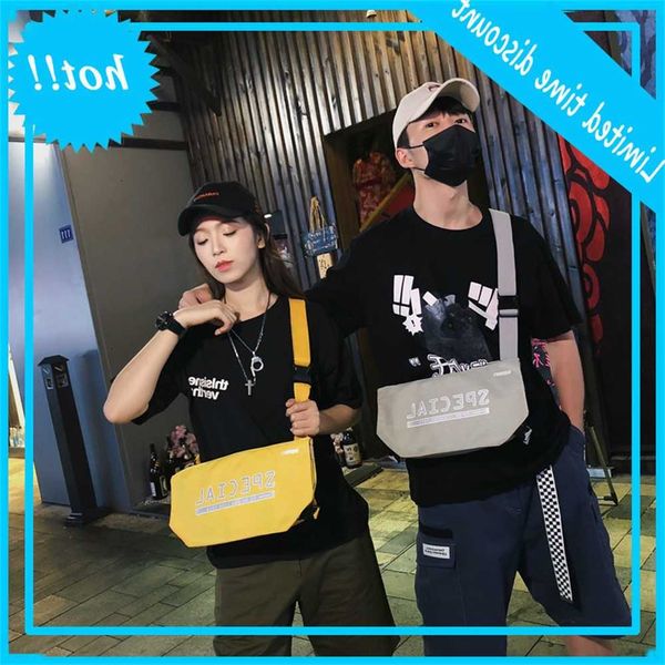 

2020 new single shoulder women's korean fashion couple's messenger creative reflective letter cloth bag