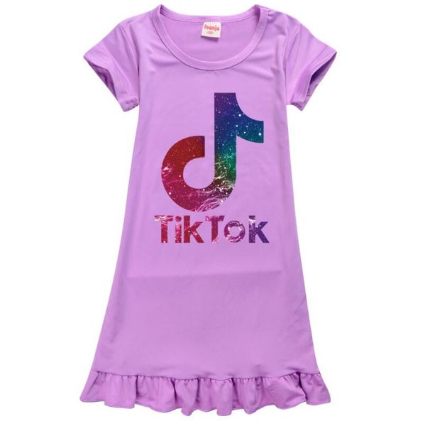 

tik tok dress for big girl clothes summer children print cotton ruffle casual kid home pajamas, Red;yellow