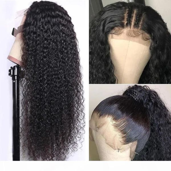

kinky curly remy human hair 13*4 13*6 lace wigs selling full head set 100% virgin brazilian hair new designer fashion adjustable cap, Black;brown