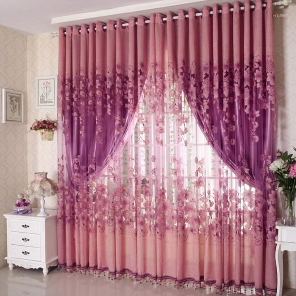 

window curtain fashion floral tulle door drape panel sheer home decorative front curtains 2020ing1