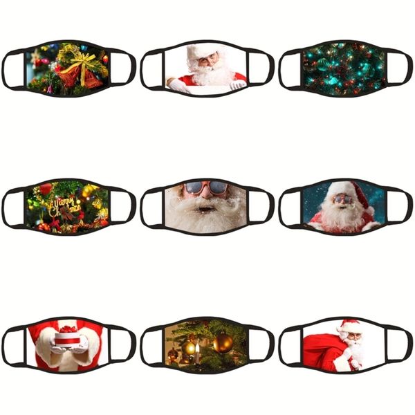 

2 pcs brand new face santa claus mask fashion letter print mouth santa claus mask outdoor cycling breathable mouth-muffle reusable a