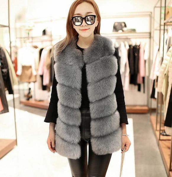 

tuhao fashion warm vest faux fur coat ladies plus size 3xl female loose high street party casual overwear coats lq317, Black