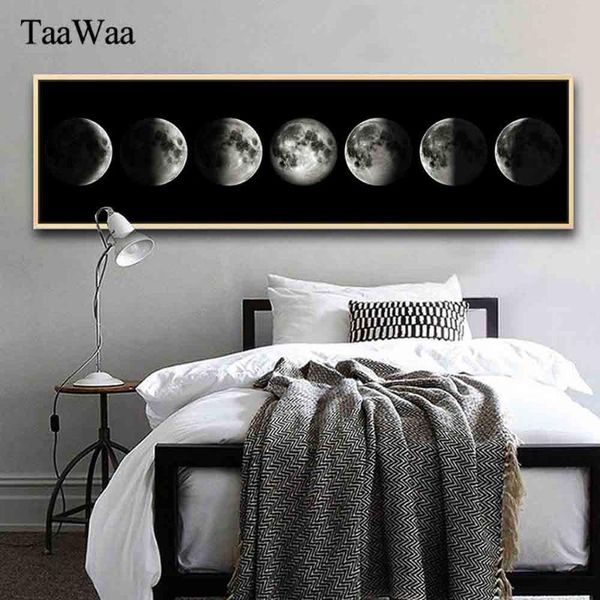 

paintings taawaa nordic minimalist art eclipse of the moon canvas poster and prints painting universe wall picture for living room decor