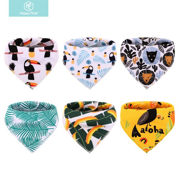 

happy flute 6pieces/set washable fashion bibs set cotton baby scarf bandana bibs baby stuff y200710