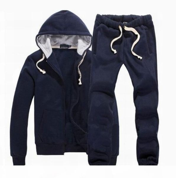 

new men tracksuit winter hood jacket+pants sweatshirts 2 piece set hoodies sporting suit sports coat sportswear, Gray