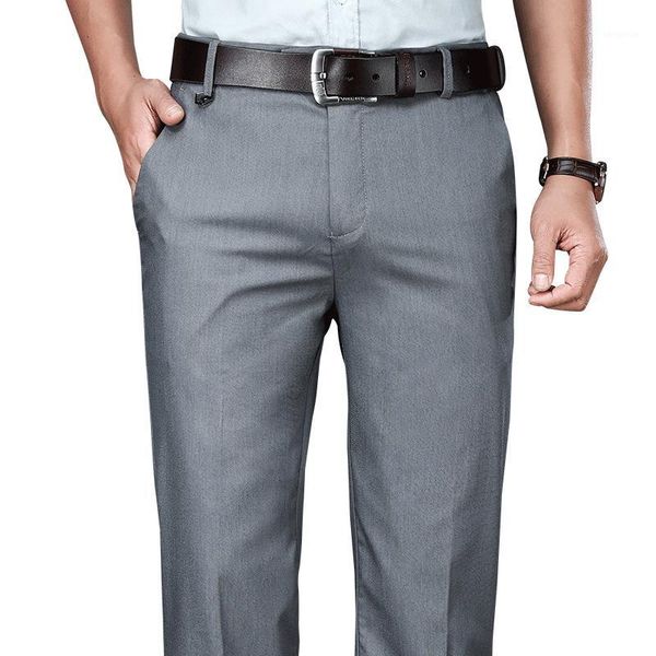 

spring summer new men bamboo fiber 2020 thin casual pants business straight permanent-press fabric stretch trousers male brand1, Black