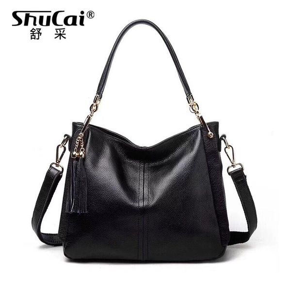 

genuine leather handbag women large bucket shoulder crossbody bag female ladies totes messenger handle bags soft