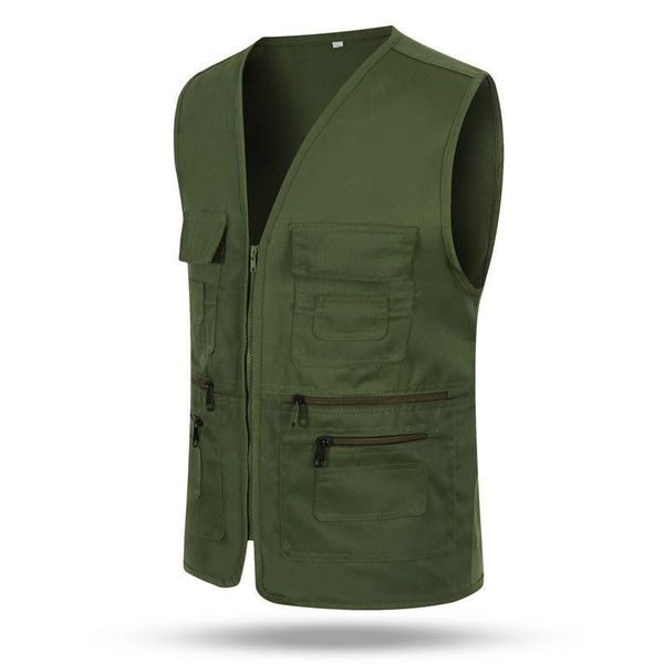 

multi-pockets tactical vest men's jacket sleeveless cotton casual zipper waistcoat male outerwear slim fit male jacket, Black;white