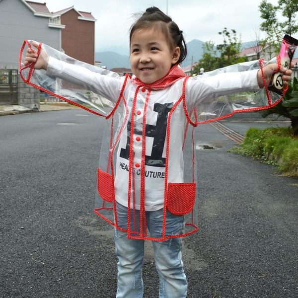 

fashion kids waterproof transparent environmental clear eva children hooded rain coat jacket for outdoor bbynuy