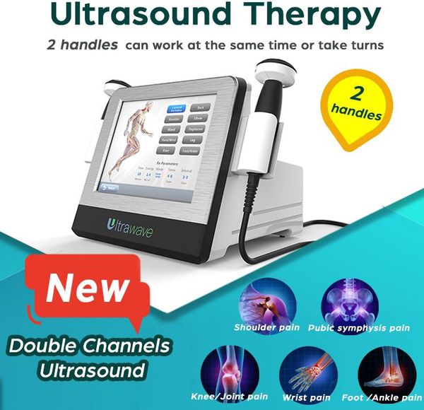 

2 handles ultrasound shockwave medical physical therapy equipments pain relief arthritic joint treatment ultrawave physiotherapy rehabilitat