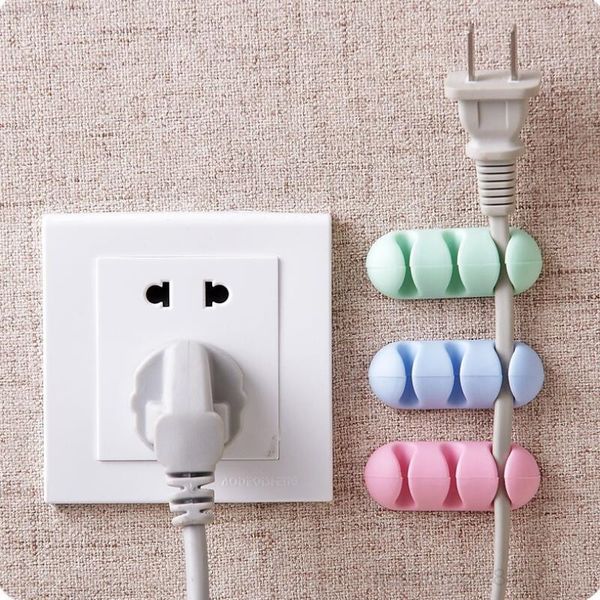 

2pcs/lot silicone self-adhesive office desk organizer kitchen fixing gadget deskwire storage holder accessories owd2943