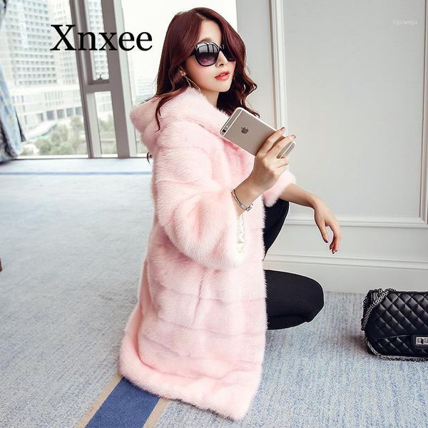 

faux fur vest fashion wide-waisted full 2020 new fur mink coat female high imitation rejection cap long section1, Black