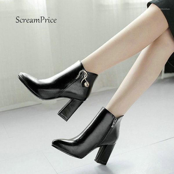 

women fashion crystal with side zipper ankle boots comfortable square heel winter shoes black gray green1