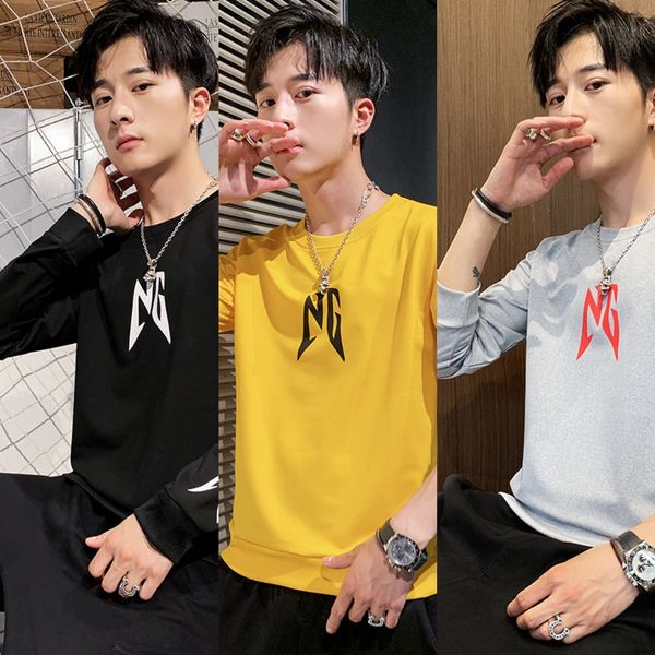 

дуань ланг модных 2020 осень новый корейский стиль с длинным рукавом пуловер свитер шею свитер мужской спорт пуловеры pisi0, Black