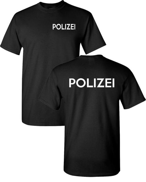 

fashion cotton t-shirt polizei german police shirt print front & back men's t shirt hip hop tees harajuku streetwear, White;black