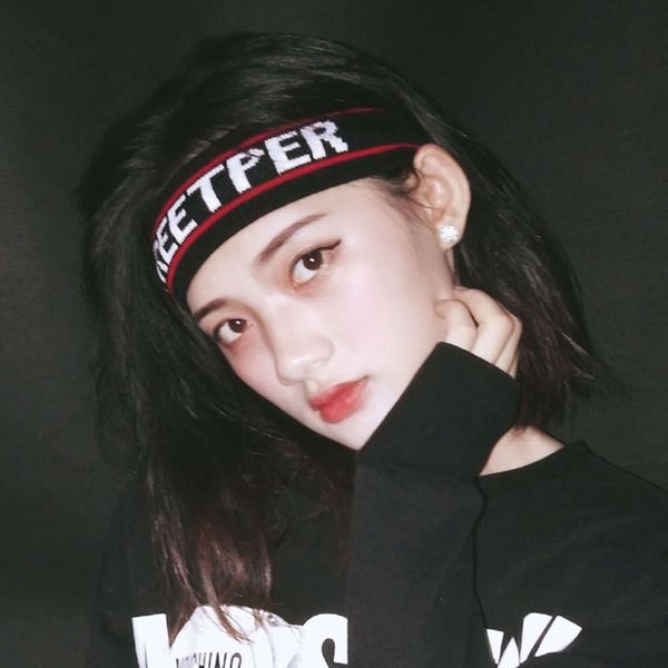 

korean hip hop headband, Black;white