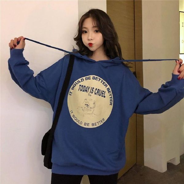 

fashion sweatshirt hooded hooded sweatshirt winter womens new casual loose large size loose drop shipping, Black