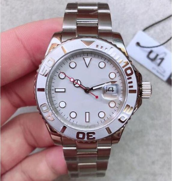 

u1 factory men's watch yacht style 40mm silver dial master 2813 automatic mechanical sapphire glass classic model folding buckle clasp, Slivery;brown