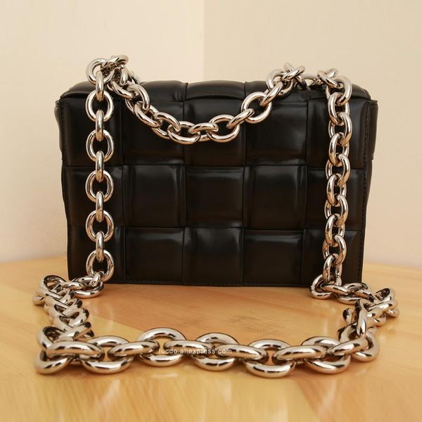

марка knit real натуральная кожа цепи тканая плеча crossbody моды класса люкс теплые тканые кошельки и сумки