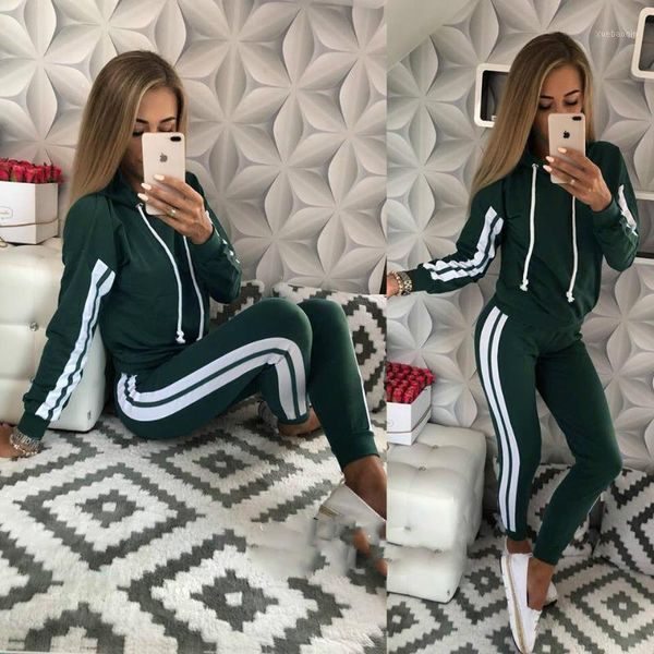 

2019 new casual tracksuit for women two piece set tight sportswear 2 pieces running sports suit for women suits1, White