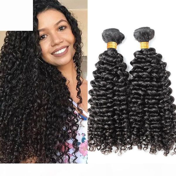 

natural color brazilian curly human hair weft 2pcs lot 10-24inch hair extensions julienchina bella hair, Black