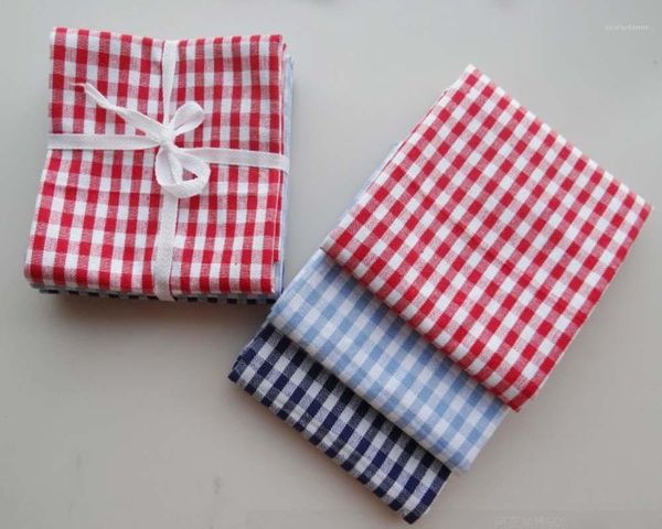 

table napkin 6pcs/lot cotton grid kitchen towel washable placemat baby hand towel1