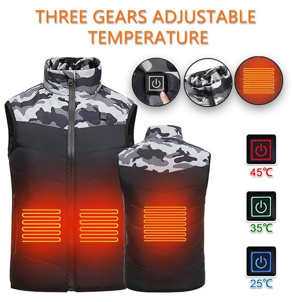 

electric heating vest winter outdoor sports men's vest heating charging hiking camping intelligent warm sports, Gray;blue