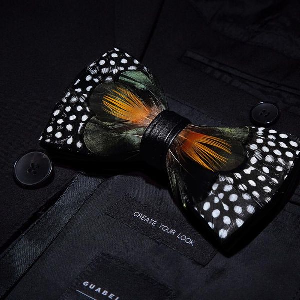 

jemygins оригинальный дизайн bow tie природные птичье перо лук ручной работы кожа tie брошь деревянная коробка свадеб groomsmen, Blue;purple