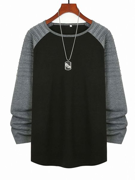 

men raglan sleeve curved hem tee b22f#, White;black
