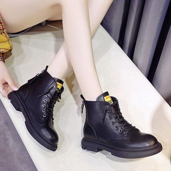 

2020 fashion autumn women ankle double zipper boots shoes comfortable shoes platform lace-up girls female boots women's, Black