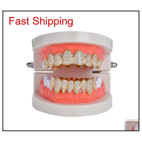 

hip hop/punk teeth grillz set gold silver irregular 8-tooth canines with zir qylhmx bdehome