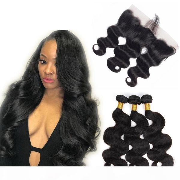

grade virgin hair bundles with lace closure brazilian body wave remy human hair 3 bundles with 13x4 lace closure, Black;brown