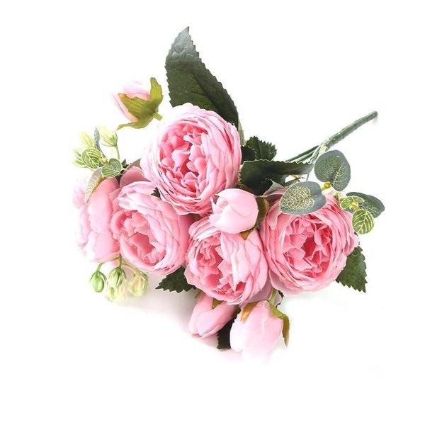 

5 big heads/bouquet peony artificial flowers home decoration accessories wedding party silk peonies diy craft roses bbygpm