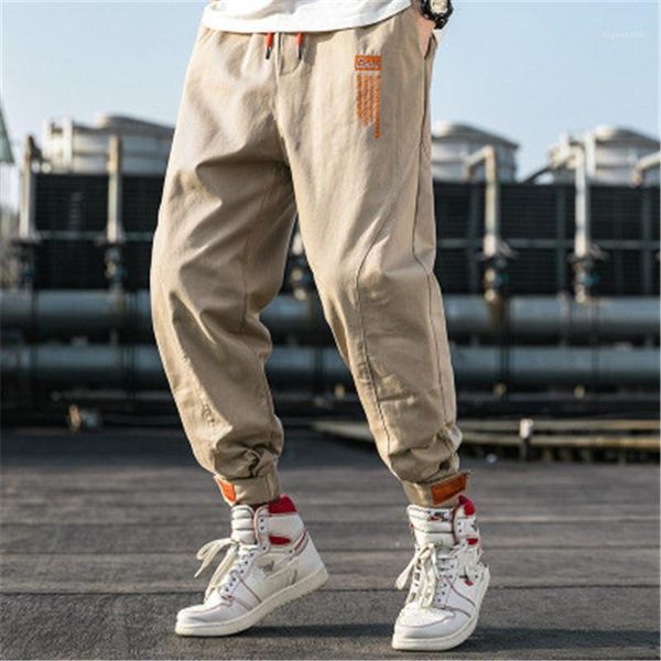 

designer male new mid waist skateboard cargo pants clothing man drawstring harlan pants fashion trend loose casual trousers, Black