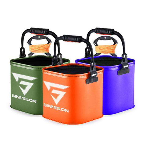 

multifunctional thick folding bucket with open roof, fishing accessories on the outside