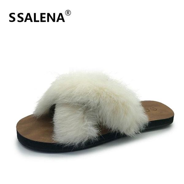 

женщины корейского пушистые искусственного мех плоских тапочки женских мягкое комфортное анти-скольжение сандалии женщины furry скольжение н, Black
