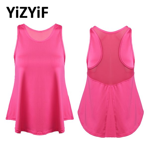 

yoga women tank workout running gym exercise fithness vest back split breathable sleeveless mesh patchwork sports, White;red