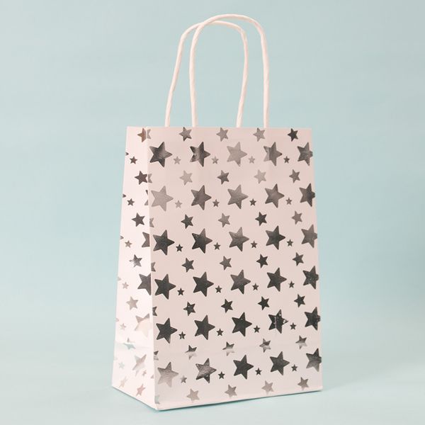 

cartoon gift bag festival gilding kraft paper tote bags party stripe star pattern papers sack eco friendly 0 8xr l1