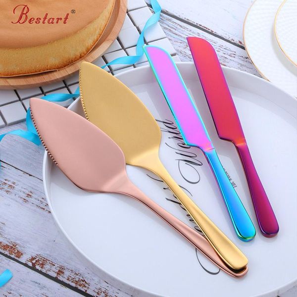 

1pc gold/rose gold stainless steel cake shovel knife pie pizza cheese server cake divider knives baking tools new 30cm1