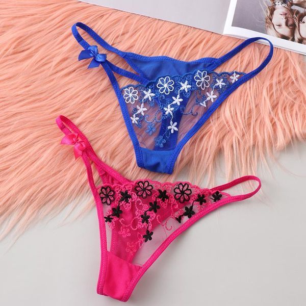

1pc g-string thongs women briefs lingerie embroidery tassel panties transparent thong underwear for ladies1, Black;pink