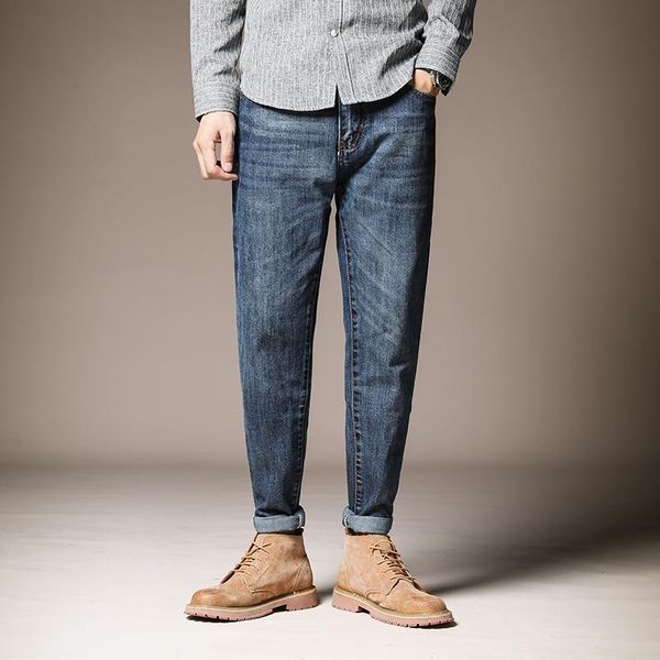 

vintage jeans men fashion streetwear straight loose blue denim harem pants