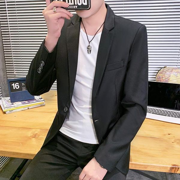 

men's suits & blazers suit men's casual jacket 2021 spring and autumn korean version of the trend self-cultivation handsome black, White;black