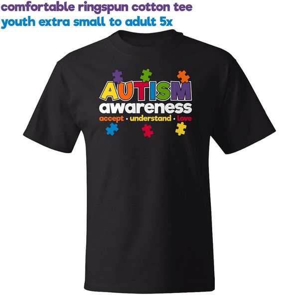 

2020 горячие продажи 100% хлопка аутизм awareness футболка //// black tee //// размеры молодёжная xs для взрослых 5xl tee shirt спорта с кап