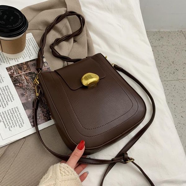 

shoulder bags high-quality leather retro bucket bag female 2021 spring trendy fashion lady atmospheric texture messenger