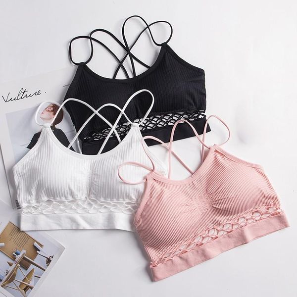 

2019 new fishnet bra women lace bralette one piece padded wireless seamless bra push up bras for women t81, Red;black