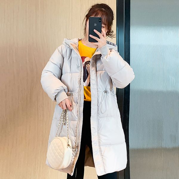 

2021 newplus size women winter long jacket with hooded slim women's collar cotton padded thick female coats esj8, Black